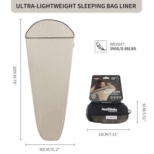 Naturehike Ultralight Hut Sleeping Bag Liner only 390g High Elasticity Travel Sleeping Bag with Small Pack Size for Backpacking, Hostels and Camping — view 3