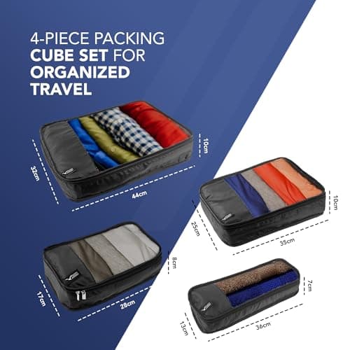 LUGG Lightweight Packing Cubes Set – Durable Polyester Travel Organizers, 4 Sizes for Efficient Packing, Compact and Versatile Travel Accessories (Black, Packing Cube (Set of 4)) — view 2