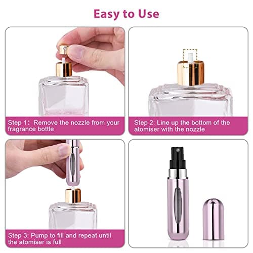 ACWOO 5 PCS 5ML Perfume Atomiser Bottles, Refillable Fine Mist Spray Bottles, Mini Travel Perfume Atomizer, Underfill Empty Travel Bottle Portable Purse Spray Bottle for Men and Women — view 4