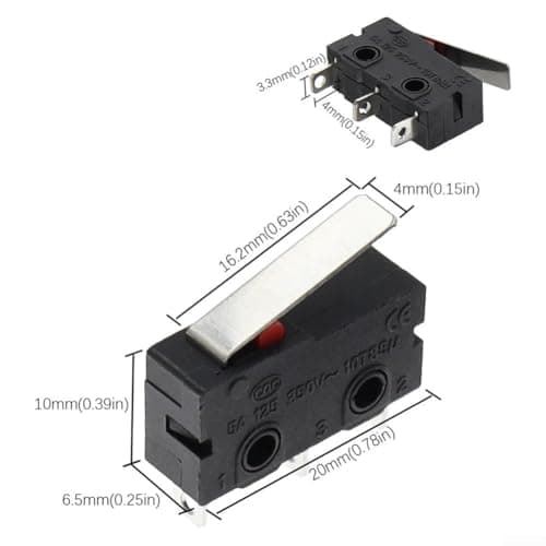 TDCuizent 10 Pack KW12 Tripod Limit Switch Sensitive Pure Silver Contacts 20X6.5x10mm Control Switch Black Flame-Retardant Compact Design For Industrial Electrical Equipment Automation Environments — view 4