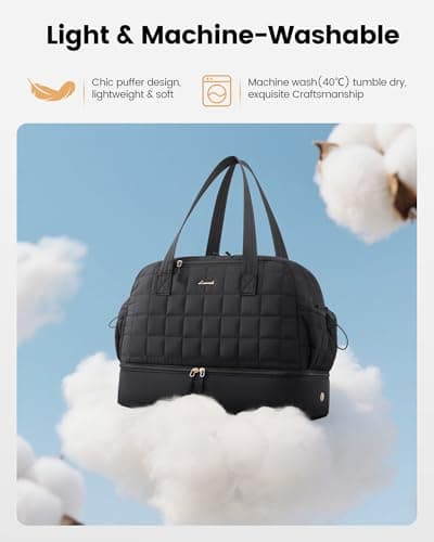 LOVEVOOK Travel Bags for Women, Lightweight Puffer Weekend Hospital Maternity Overnight Holdall Duffle Bag, Gym Bag with Shoe Compartment & Wet Pocket, Carry On Hand Luggage Ladies Flight Bags — view 5