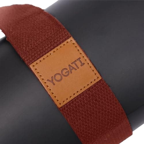 YOGATI® Adjustable Non-Slip Yoga Mat Strap | Yoga Straps for Stretching, Pilates Mat Carry Strap and Fitness Stretch Straps, Exercise Mat Sling for Travel, Gym, Studio and Home Workouts - Red — view 2