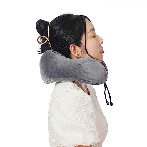 Makimoo Memory Foam Travel Pillow, Neck Pillow with 360-Degree Head Support, Comfortable and Lightweight, Ideal for Sleeping on Airplane, Car, Train, Bus and Home Use, Comes with Storage Bag (Grey) — view 6