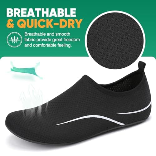 gitzing Water Shoes for Women Men Beach Quick-Dry Swim Aqua Socks Breathable Barefoot Shoes for Beach Surfing Driving Pool Yoga Travel(Black,39 EU/6 UK) — view 4