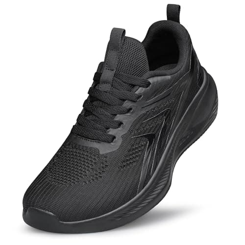 HOIYHEK Wide Fit Trainers for Women Lightweight Breathable Mesh Footwear Wide Toe Box Shoes Womens Non-Slip Comfort Walking Running Shoes for Gym Walking Black Size 6.5