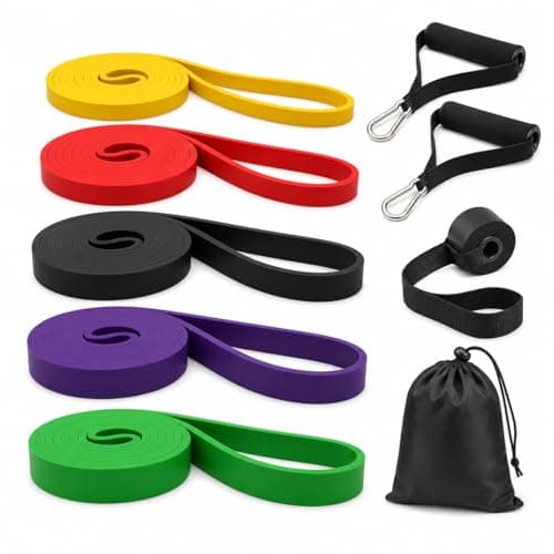 Resistance Bands Set for Men and Women, 5 Levels Exercise Bands with Door Anchor Kit for Strength Training, Full Body Workouts, Muscle Toning, Stretching, Home Gym, Yoga, Pilates and Fitness