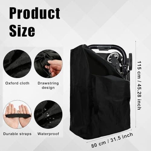 Stroller Bag for Airplane, Buggy Bag with Large Capacity, Stroller Bag for Travel Storage, Protective Cover for Stroller Transport, Dimensions 95 x 58 cm, Ideal for Air Travel and Outdoor Adventures — view 2