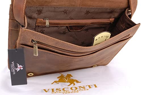VISCONTI - Medium Genuine Leather Messenger Bag - Harvard 18548 Oil Tan — view 5
