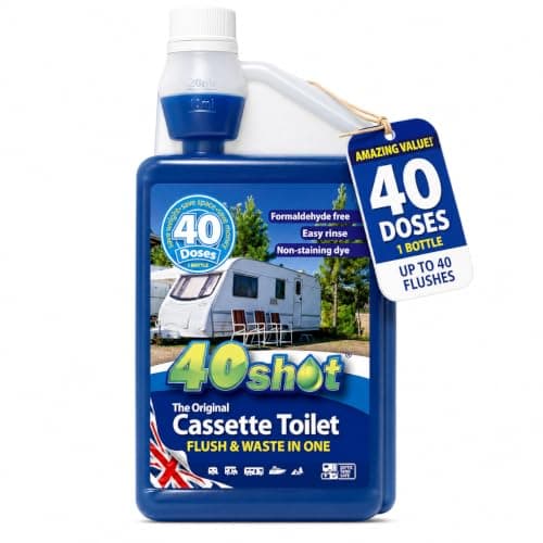 Blue Motorhome & Caravan Toilet Chemical Fluid 1L – 40 Doses, 2in1 Cassette