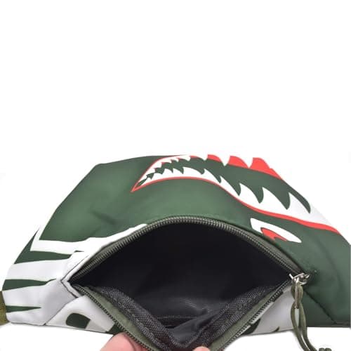 Fanny Pack,Kids Bum Bag Bumbag Cartoon Hipsack Belt Bag Waist Bag Fanny Pack Fabric Nylon Money BeltCrossbody Chest Bag for Children Grils Boys Running Hiking Travel Sports (Green Shark) — view 4