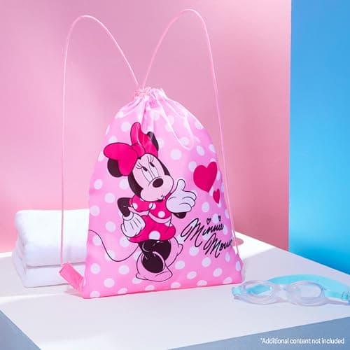 Disney Stitch Drawstring Bags for Kids Swimming Bag Spiderman String Backpack School PE Kit Travel Beach Holiday Sports Gym (Pink Minnie) — view 2