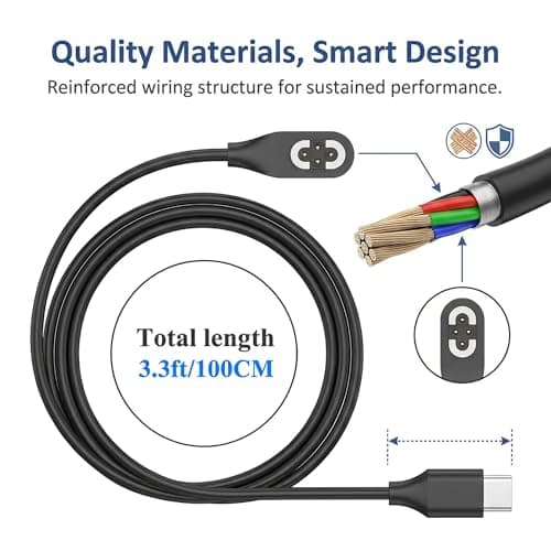 Cateye Magnetic USB C 4-Pin Charger Compatible for Shokz, Ear Headphones Charging Cable Compatible with OpenSwim Pro S710, Portable Charger Cord for Headphones, for Travel and Quick Charging Needs — view 2