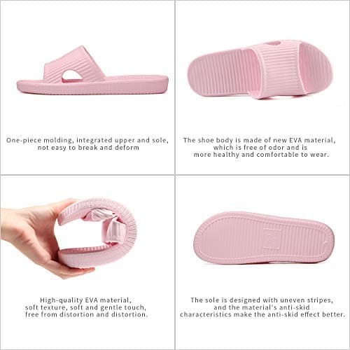 JoWebb Unisex Slippers for Women/Men, Light Weight Flat Slide Sandals Shower Sandals Flip Flops for Indoor Garden Bathroom Poolside Pink — view 4