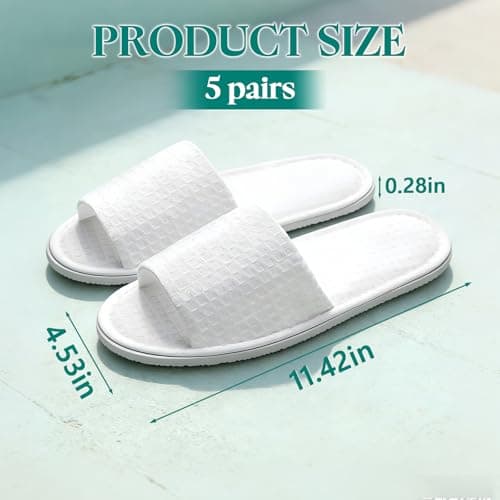 Esoes 5 Pairs of Disposable Hotel Spa Slippers for Guests Party and Travel House Slippers for Women and Men — view 3