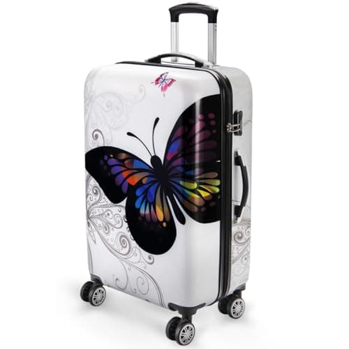 Monzana® Large Hard Shell Suitcase 4 Wheels Hardshell 27" 27 inch Butterfly