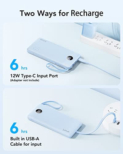 VRURC 10000mAh Power Bank With Built-in 4 Cables, Slim Portable Charger — view 6