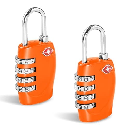 CFMOUR Suitcase Locks, TSA Approved Luggage Locks, 4-dial, Orange, 2 Pcs