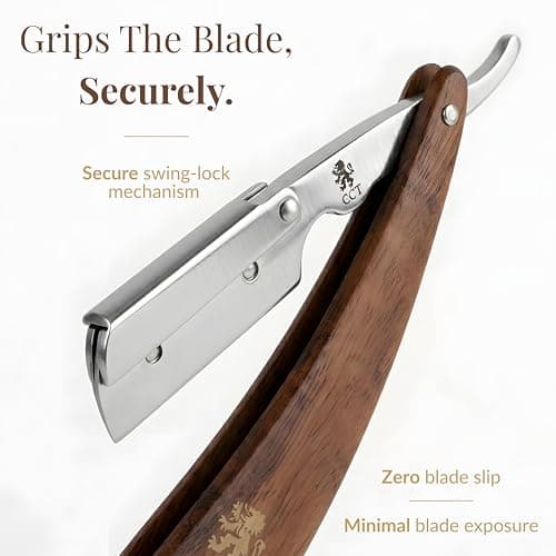 Cut Throat Razor for Men - Single Blade Razor Wet Shave - Black & Gold — view 2
