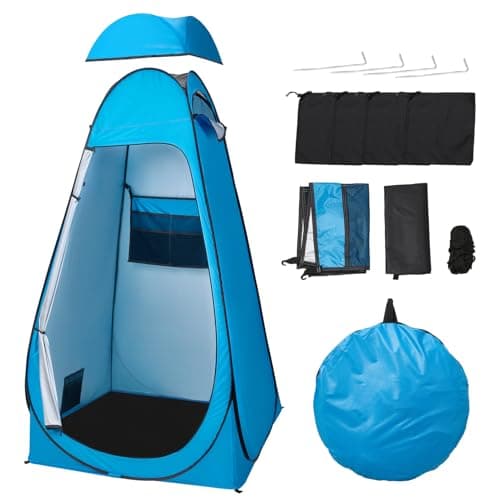 Warmiehomy Pop Up Toilet Tent, Instant Portable Shower Privacy Tent, Blue