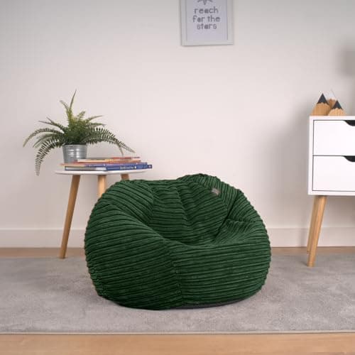 Bags of Beans Corduroy Kids Bean Bag Chair - Machine Wash - Forest Green — view 5