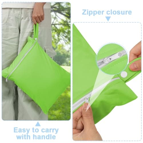 AOOSA 2PCS Wet Bags, Reusable Cloth Diaper Bags with Handle and Zipper — view 3