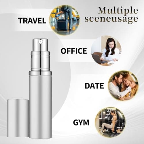 szyanlai Portable Perfume Atomiser Refillable - 5ml Empty Travel Perfume Bottle, Nano Mist, Leaking Proof, Bottom Pump without Funnel, Luxurious Mini women and men(Silver) — view 6