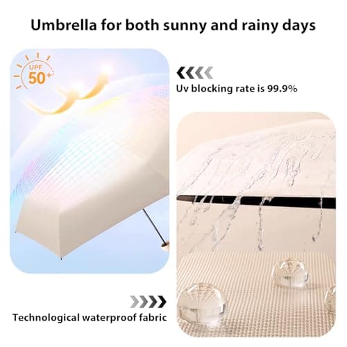 FANSEZQ Sun Umbrella, Mini Travel Umbrella With Case Small Compact Protection Sun Lightweight Tiny Pocket Umbrella (Matcha Green) — view 6