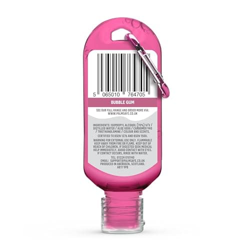Palm Safe Bubble Gum 60ml Anti Bacterial Premium Hand Sanitiser Travel Size Refillable Clip Bottle Quick Drying Non Sticky Extra Moisturising Kills 99.9% of Viruses and Bacteria — view 2
