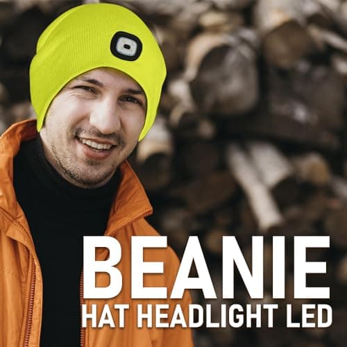 ZYBUX - Beanie Hat Headlight Led Winter Warm Hands Free Camping Running Headlamp USB Rechargeable LED Headlight Hat (Yellow) — view 2