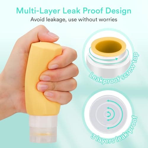 Alyvisun Travel Bottles for Toiletries 100ml, 5 Pack Silicone Refillable Travel Containers, Squeezable Toiletry Bottles with Storage Bag, for Shampoo, Lotion, Soap — view 3