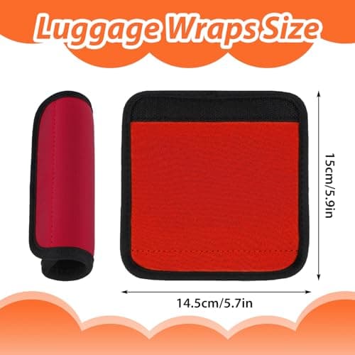 Yolev 2 Pack Luggage Handle Wraps, Red, Soft Neoprene, Universal Fit, 5.9*5.7*0.12inch — view 2