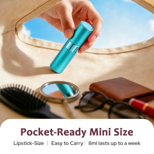 Toureal Travel Perfume Atomiser Refillable, 8ml Atomiser Spray Bottle,Cyan — view 2