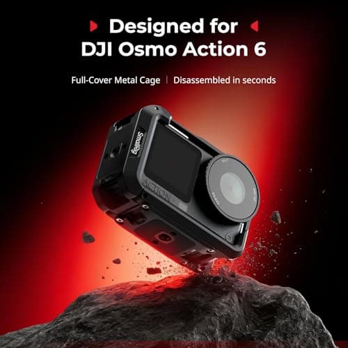 SMALLRIG Cage for DJI Osmo Action 6 (Advanced Edition), Aluminum Alloy Camera Cage with Cold Shoe, Wrist Strap, Lens Cover, Protective Frame with 1/4"-20 Locating Holes, Action 6 Accessories - 5887 — view 2