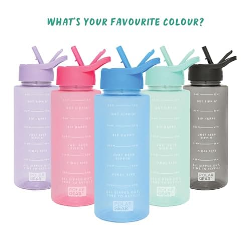 Polar Gear 1L Tracker Bottle with Easy Flip Up Straw & Hydration Tracker Markings - Azure — view 2