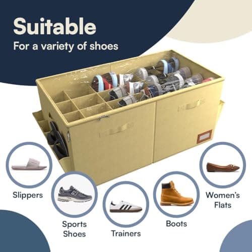 Tydi XXL Shoe Storage Box, 24 Compartments, Cream — view 4