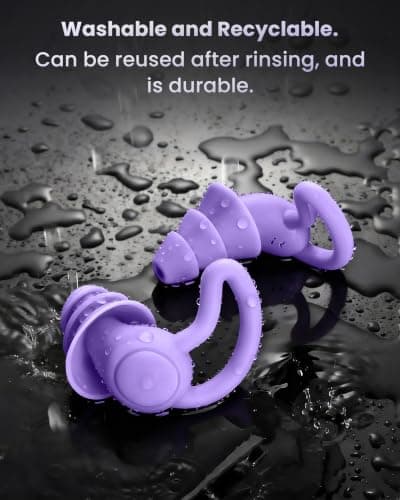 Ear Plugs for Sleep, Noise Cancelling Ear-Plugs Reusable Soft Silicone Earplugs for Sleeping, Snoring Partner, Travel, Deep Focus, Side Sleepers, Work & Studying, Comfortable,Purple 2Pairs — view 5
