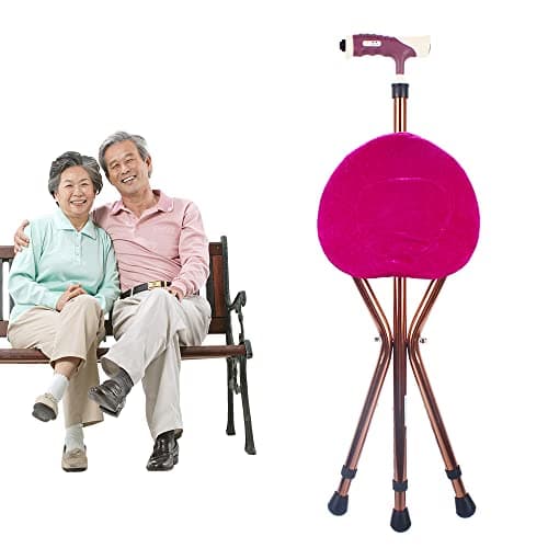 Walking Stick with Seat,Seat Sticks Folding Portable Walking Stick Seat Adjustable Aluminium Cane Chair Stool Senior Chair,for The Elderly, Pregnant Women, Rehabilitation Patients — view 4