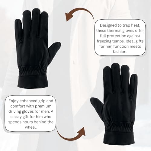 Touchscreen Thermal Leather Gloves Waterproof Winter Gloves (Black, S/M) — view 3