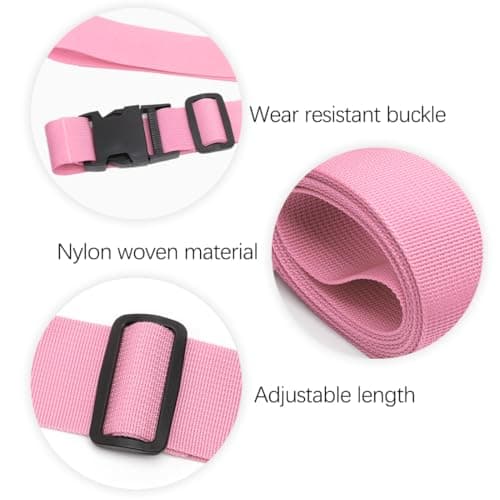 Luggage Straps for Suitcase Heavy Adjustable Suitcase Straps with Quick Release Buckle Suitcase Identifier Bands for Travel Case Non-Slip Travel Belt Travel Accessories (Pink, 4pcs) — view 3