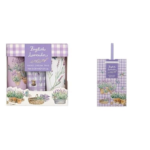 Heathcote & Ivory Hand Cream Trio 3x 30ml, Lavender Scented+Heathcote & Ivory Lavender Scented Sachet, Rosemary, Eucalyptus