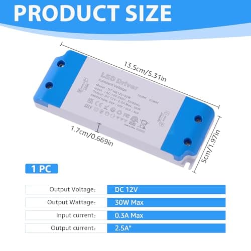 LED Transformer 12V 30W, Ultra Slim LED Driver AC 240V to DC 12V 2.5A — view 2