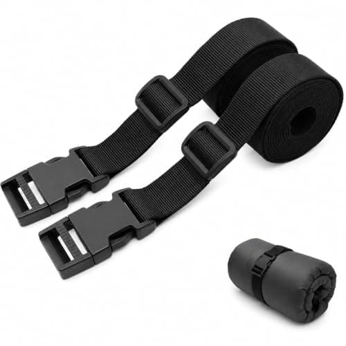 Solvind 2 Pack Luggage Straps, 1.5m Adjustable Heavy Duty Nylon Webbing Straps with Quick Release Buckles for Suitcase Camping Travel Backpack Compression, Black