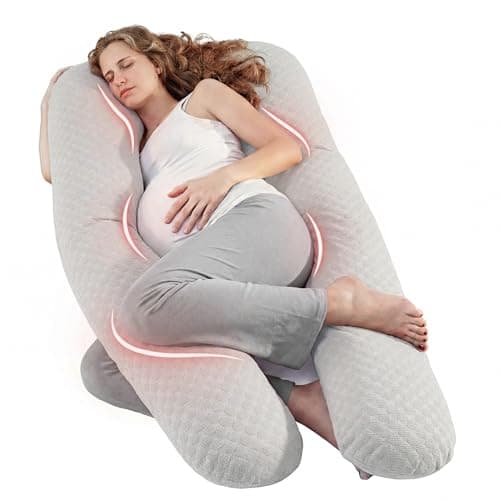 Nuliie Pregnancy Pillow for Sleeping, U Shaped (Breathable Light Grey)