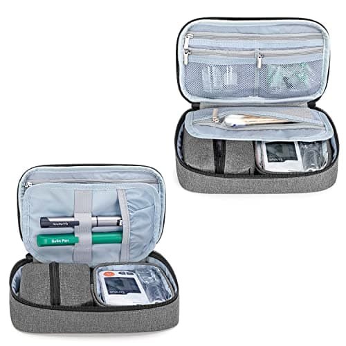 CURMIO Diabetic Supplies Bag, Diabetes Travel Organizer Case, Grey — view 4