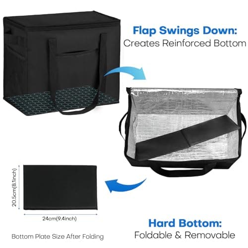 Beautyshow Cooler Bag, 30L Large Insulated Cool Bag, Heavy Duty Grocery Shopping Bags with Reinforced Bottom, Thick Lined, Foldable Thermal Food Delivery Bags for Picnic, Beach, BBQ, Camping, Travel — view 4