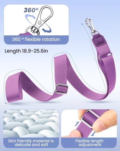 takyu 2 Pack Phone Lanyard Adjustable Strap with 4 Tethers Black & Purple — view 3