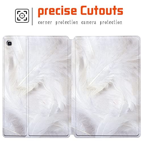 FINDING CASE Galaxy Tab A 8.0 2019 Case T290 T295, Slim Light Cover Stand Hard Shell Folio Case for 8.0 inch Galaxy Tab A 2019 Tablet Model SM-T290 (Wi-Fi) SM-T295 (LTE) (cream feather) — view 4