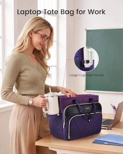 LOVEVOOK Laptop Tote Bags for Women Large Teacher Nurse Work Bag Professional Computer Briefcase Messenger Bag for College Business Office Nursing Travel — view 3