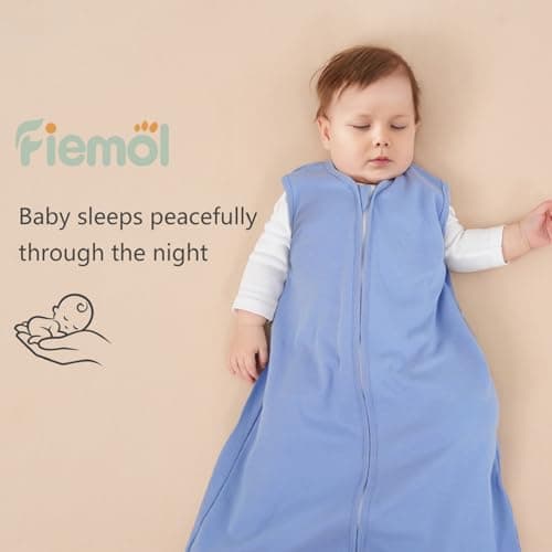 FIEMOL Baby Sleeping Bag 0-6 Months 0.5 Tog Baby Wearable Blankets Cotton, 3 Pack Summer Breathable Sleep Sack for Newborn Infant 58-66cm Apricot — view 6