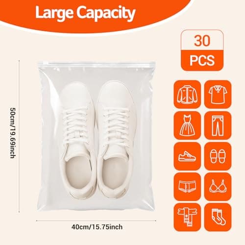 30Pcs Large Ziplock Bags 50x40cm Plastic Reusable Zip lock Bags — view 4